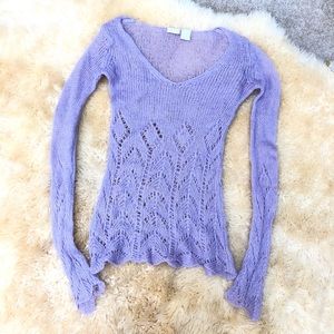 Daytrip lilac purple woven holed sweater top